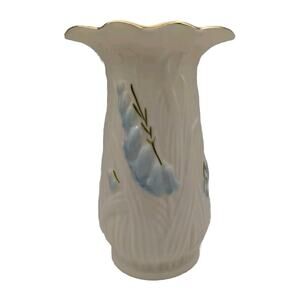 Vintage BELLEEK 7th Gold Brown Mark Bone Ireland Lily Of The Valley 6" Vase